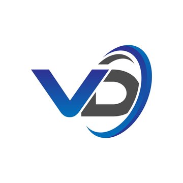 vector initial logo letters vd with circle swoosh blue gray