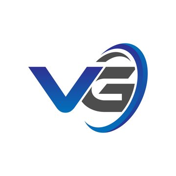 vector initial logo letters vg with circle swoosh blue gray