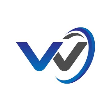 vector initial logo letters vv with circle swoosh blue gray