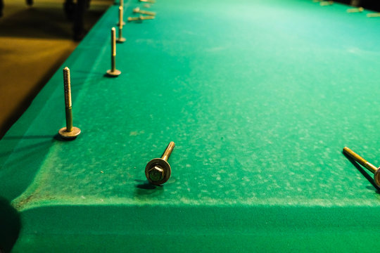 The Bolts Are On The Felt Pool Table