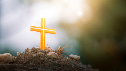 the cross on blurry background