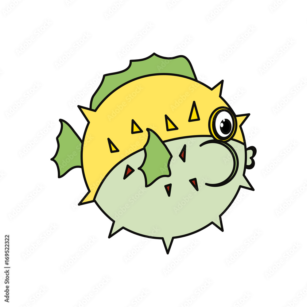 Sticker Cute fish cartoon icon vector illustration graphic design