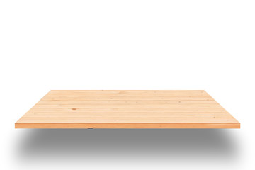 Wooden shelves isolated on white background,Clipping Path.