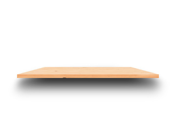 Wooden shelves isolated on white background,Clipping Path.