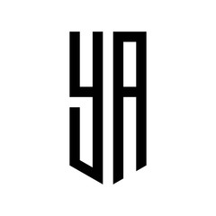 initial letters logo ya black monogram pentagon shield shape
