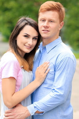 Obraz premium Lovely young couple in park on sunny day