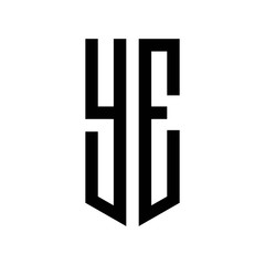 initial letters logo ye black monogram pentagon shield shape