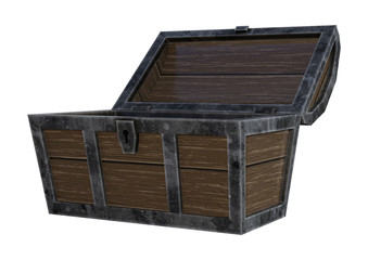 3D Rendering Treasure Chest on White