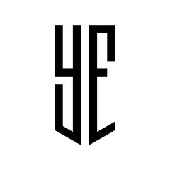 initial letters logo yf black monogram pentagon shield shape