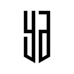 initial letters logo yd black monogram pentagon shield shape