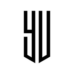 initial letters logo yu black monogram pentagon shield shape