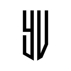 initial letters logo yv black monogram pentagon shield shape