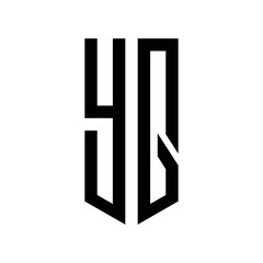 initial letters logo yq black monogram pentagon shield shape