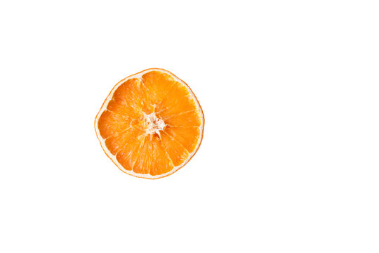 one damaged orange isolated on white background