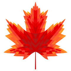 Abstract stylized symbol autumn maple leaf. Vector illustration for magazine, poster, book cover, banner, flyer, booklet.