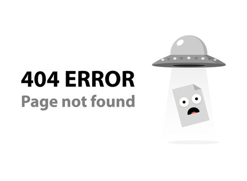 404 error UFO kidnapping page - isolated vector illustration