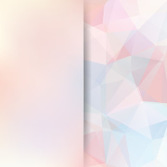Background of pastel pink, white, blue geometric shapes. Blur background with glass. Colorful mosaic pattern. Vector EPS 10. Vector illustration