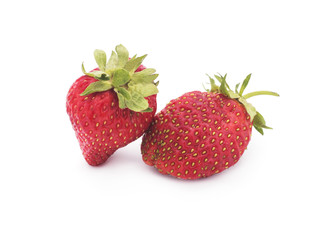 Ripe red strawberries on a white background