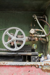 pump water driven by an electric motor and belt.