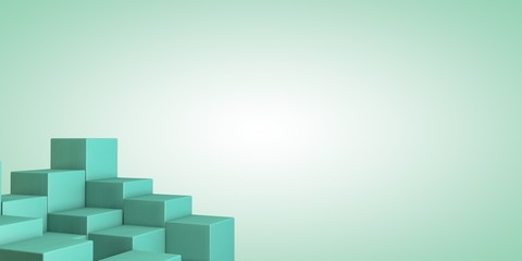 abstract image of cubes background in green toned 3d rendering