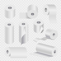 Toilet paper roll or kitchen towel 3D vector icons set