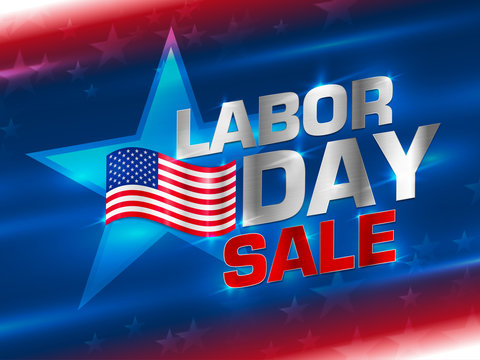 American labor day background. Labor day sale promotion advertising banner template decor with American flag. Labor day sale. American labor day card abstract background. Vector illustration.