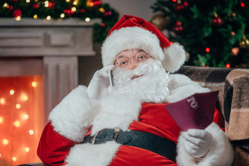 santa talking on smartphone