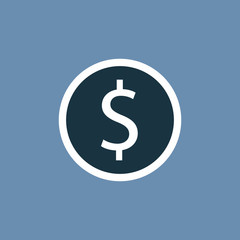 Coin icon on blue background