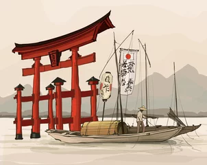 Poster Drijvende poort van Itsukushima-schrijn © Isaxar