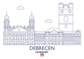 Fototapeta na wymiar Debrecen City Skyline, Hungary