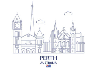 Fototapeta na wymiar Perth City Skyline, Australia