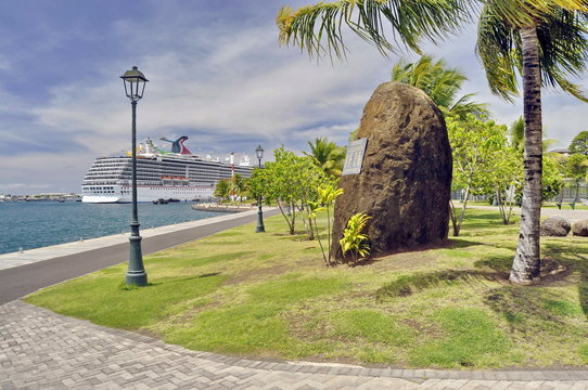Cruise Ship Docked in Papeete, Tahiti, French Polynesia