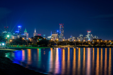 Naklejka premium Melbourne City Night Skyline