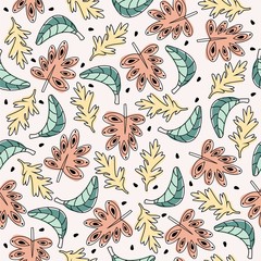 Seamless pattern with autumn leaves. Vector background.