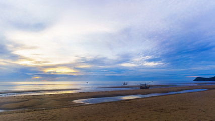 Scenery in the morning of Pranburi beach , Pranburi district ,  Prachuap Khiri Khan Province, Thailand