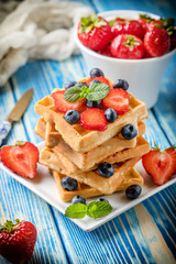 Waffles with berries.