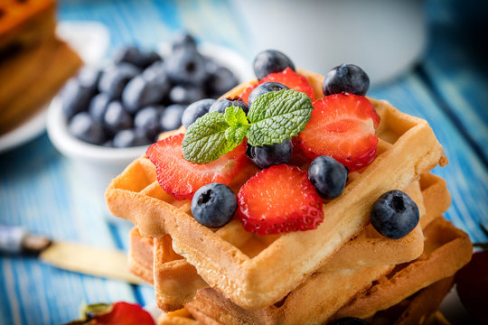 Waffles with berries.