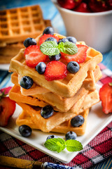Waffles with berries.