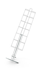 Empty advertising stand with shelves. Isolated on white background. Include clipping path. 3d render