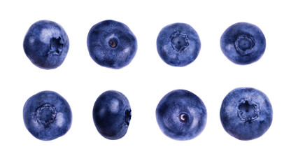 Stack of blueberries isolated on white with clipping path