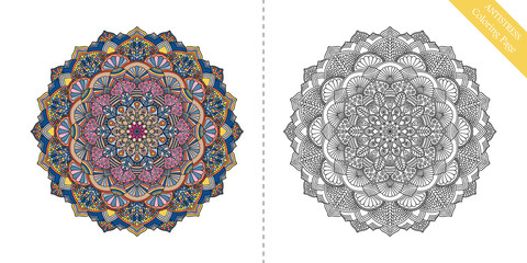 Antistress Coloring Page Mandala Third