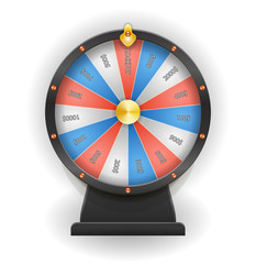 Spinning wheel of fortune. Money win casino game. 3D realistic style. Vector illustration