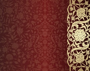 wedding card design, paisley floral pattern , India