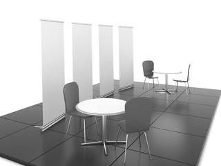 Blank trade show booth mock up rollup. 3D render