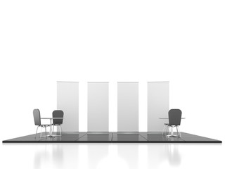 Blank trade show booth mock up rollup. 3D render