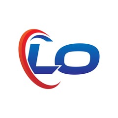 modern dynamic vector initial letters logo lb with circle swoosh red blue