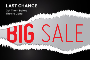 Ripped paper of sale banner. Sale and discounts. aufgerissenes Papier mit SALE. Sale Papier Blatt.