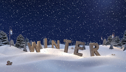 Winter Background 3D Rendering