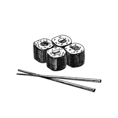 Vintage vector hand drawn Japanese food sketch Illustration.