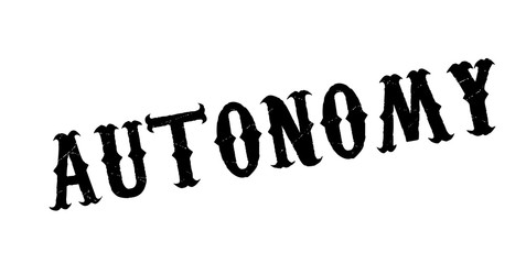 Autonomy rubber stamp. Grunge design with dust scratches. Effects can be easily removed for a clean, crisp look. Color is easily changed.